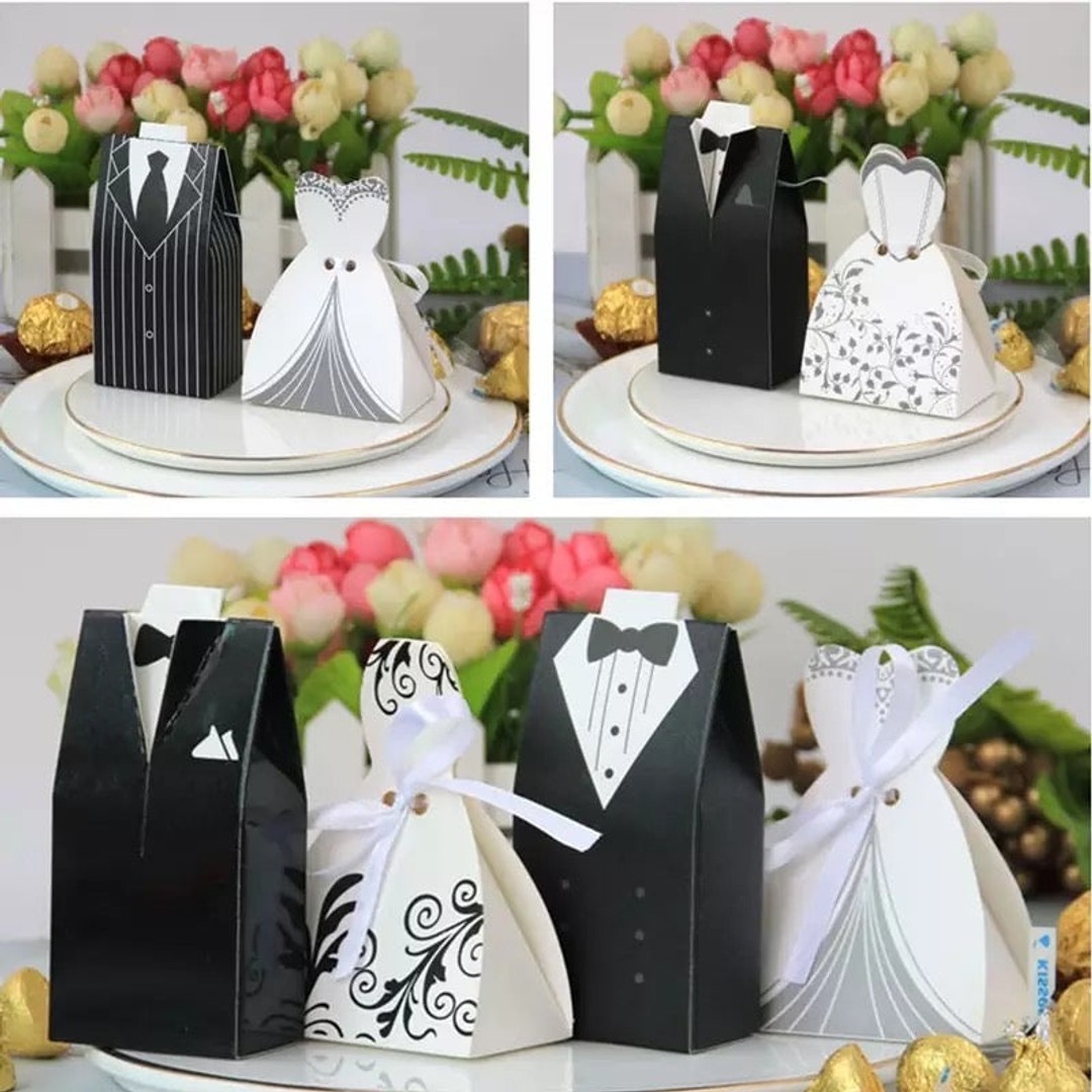 Bride Groom Dress Gift Candy Box for Wedding and Party