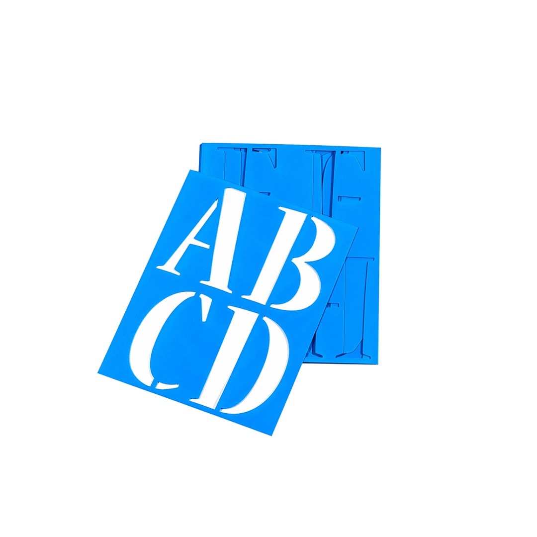 9pc Sandleford 100mm Plastic Stencil Kit Letters/Numbers Nueva for Paints Blue