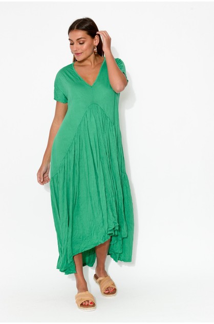 Cotton Village Green Crinkle Cotton Gather Dress | Blue Bungalow Online ...