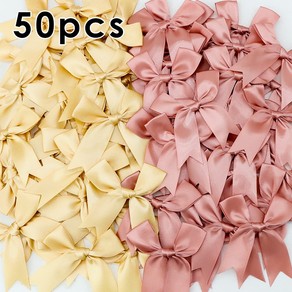 50PCS 85*85mm Pink Satin Ribbon Bows Decoration Bows For Craft Small Bowknot Gift Flower Wedding