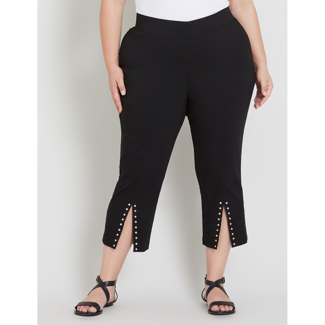 Womens Beme 7/8 Length Stud Detail Bengaline Pants - Plus Size
