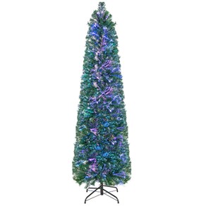 Costway 1.8M Pre Lit Slim Christmas Tree LED Xmas Tree Decoration PVC Home Garden