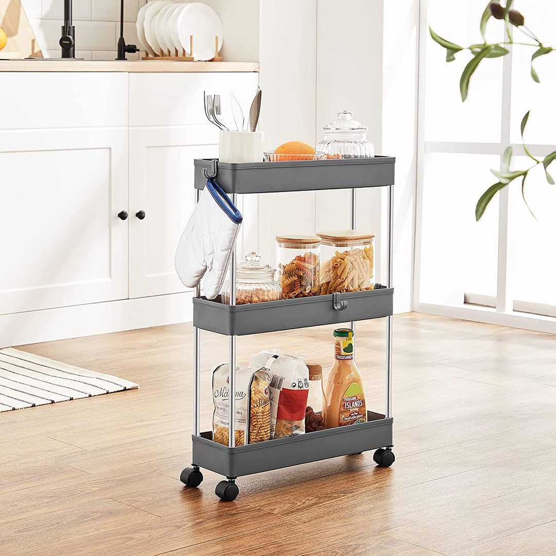 Storage Trolley with Wheels for Kitchen Bathroom Laundry Room, , hi-res