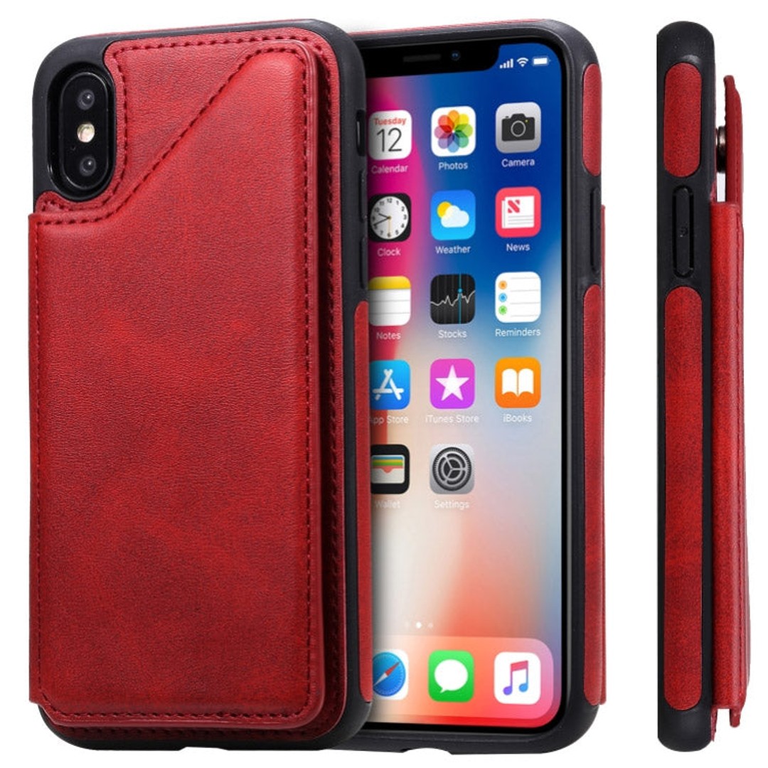 Shockproof Protective Case with Rear Wallet, Card Holder for Apple iPhone X / iPhone XS