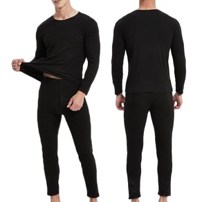 Men Thermal Underwear Shirt Leggings Winter Warm Top Bottom Set Black