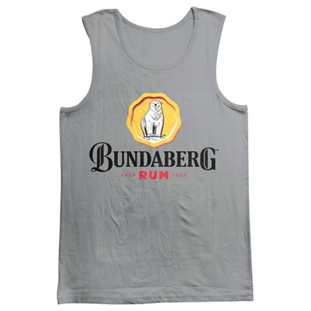 Bundy Bundaberg Rum Men's Dark Grey Rosette Tank Singlet Shirt