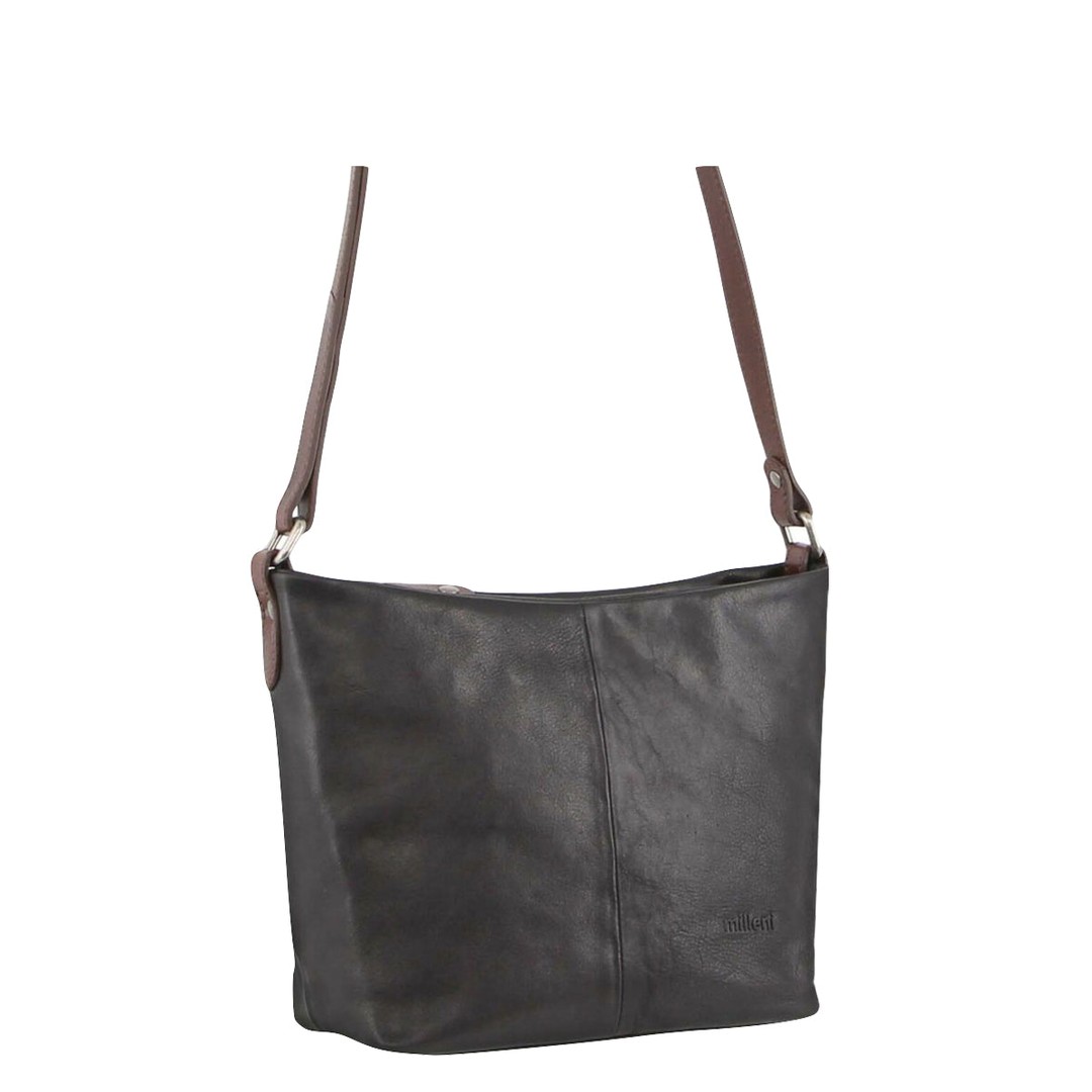 Milleni Evie Women's Leather Crossbody Bag Black/Chestnut