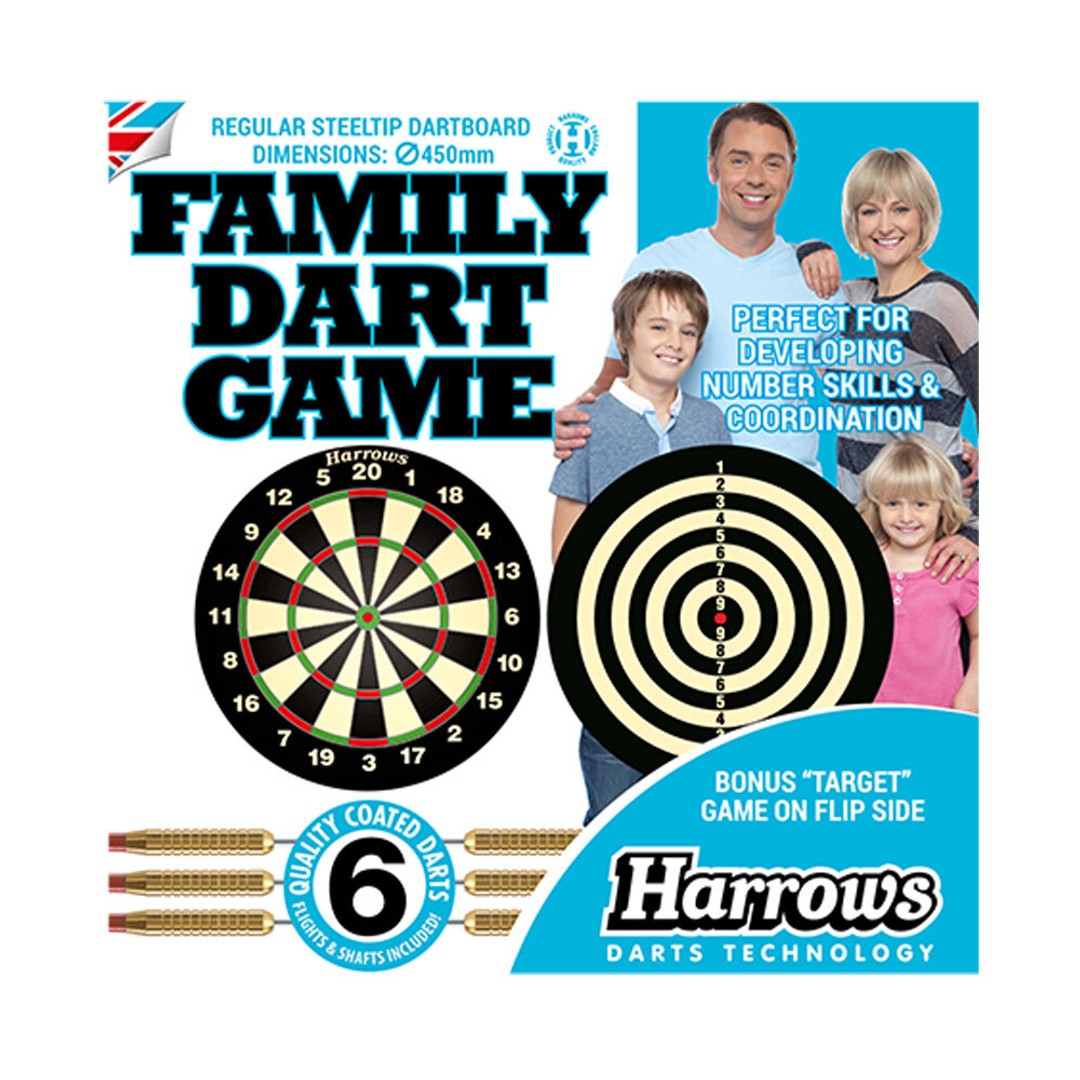Harrows 2-in-1 Family/Kids Dart Game Board Sports Dartboard Target w/Dart Pins
