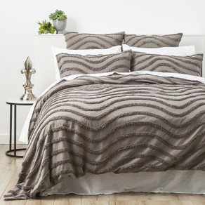 Wave Quilt Cover Tufted Cotton Chenille Set Grey