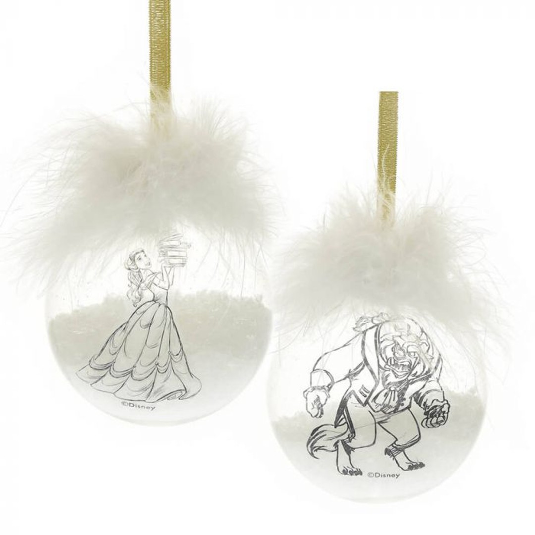 Beauty and the Beast set of 2 baubles - tree decorations