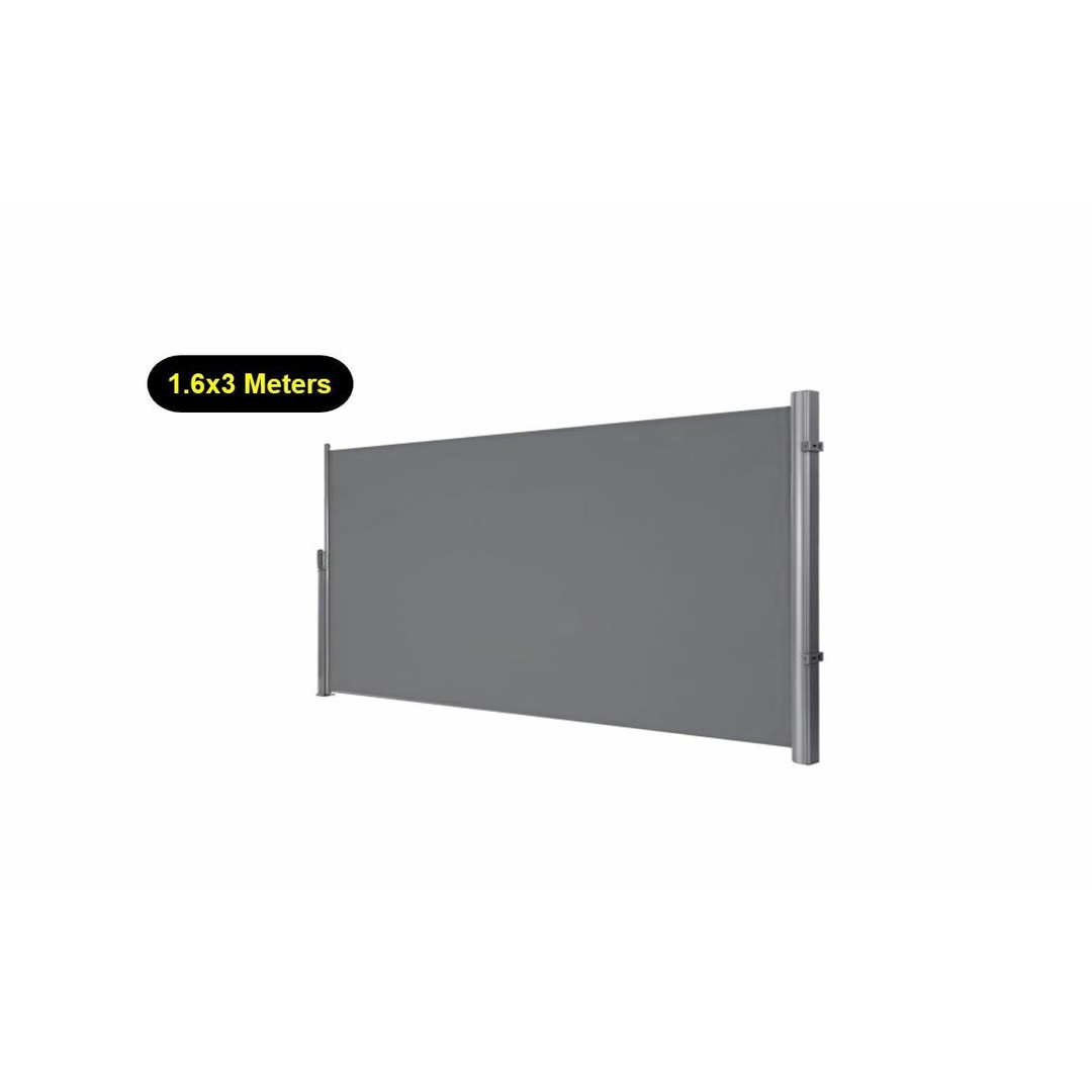 HES GREY 1.6X3M Retractable Side Awning Fence Screen Sun Shade Wind Screen