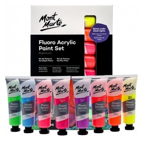 Mont Marte Fluoro Acrylic Paint Set Premium 8 x 36ml (1.2oz)