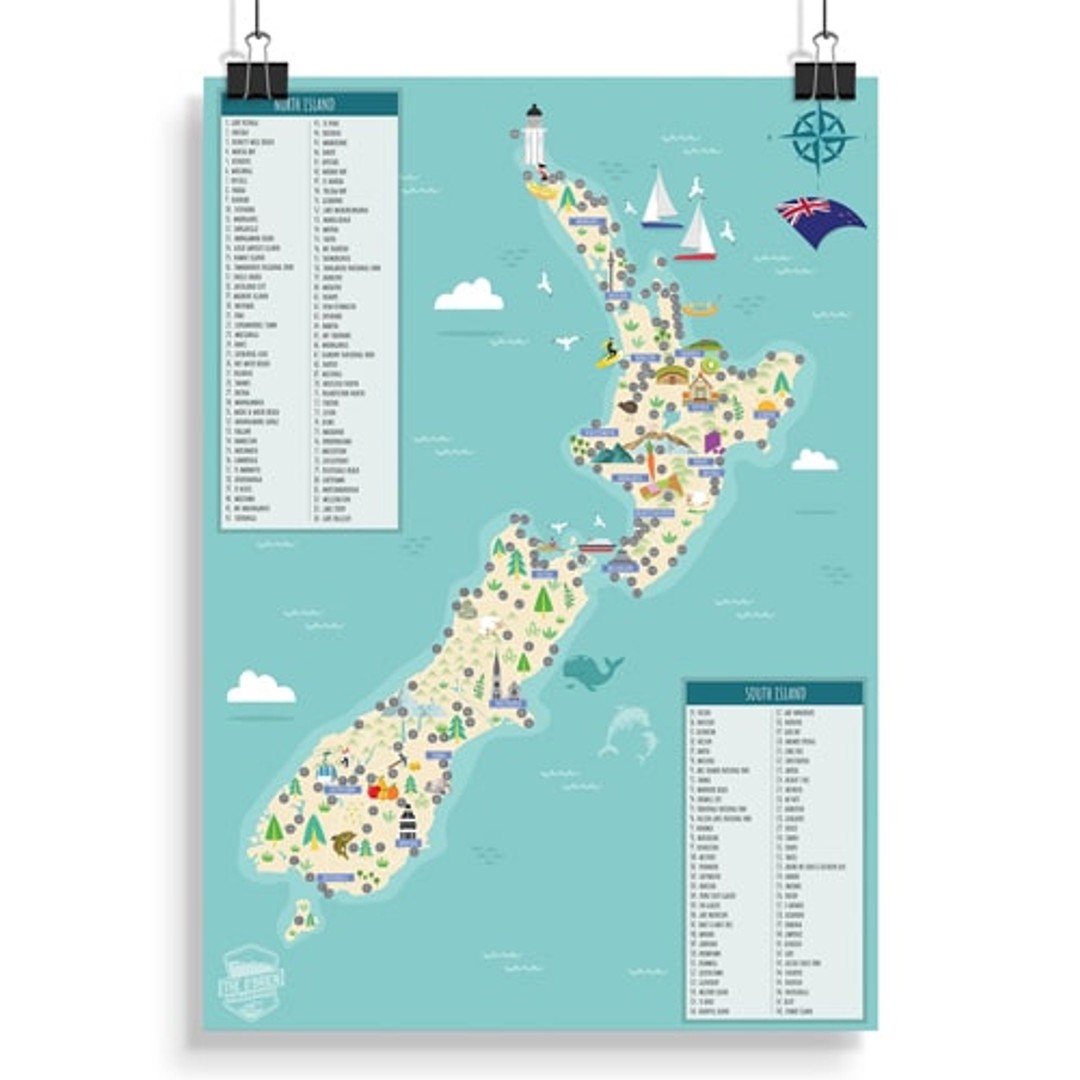 Squoodles Ltd New Zealand Original Scratch Map