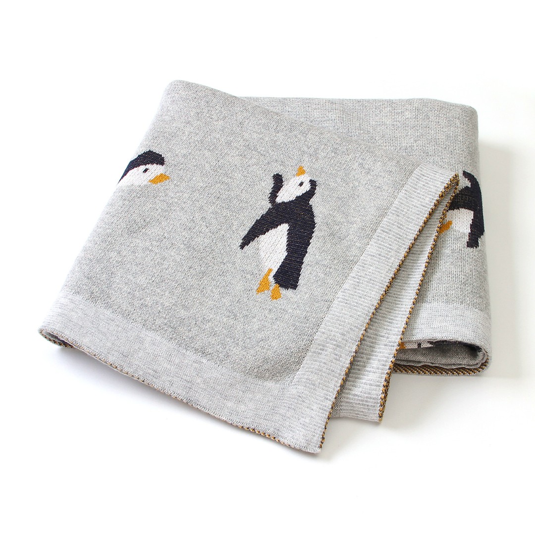 Taylorson 100% Cotton Super Soft Baby Knitted Blanket - Penguin