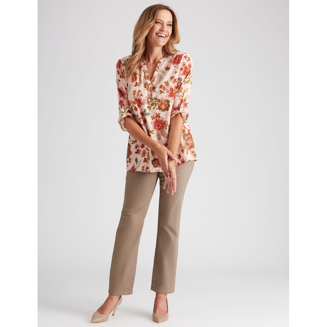 Womens Millers 3/4 Sleeve Half Placket Printed Shirt | The Warehouse