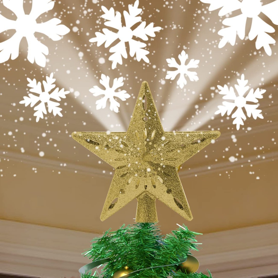 Zakka Christmas Tree Decoration Light Christmas Tree Topper Lighted Golden Star