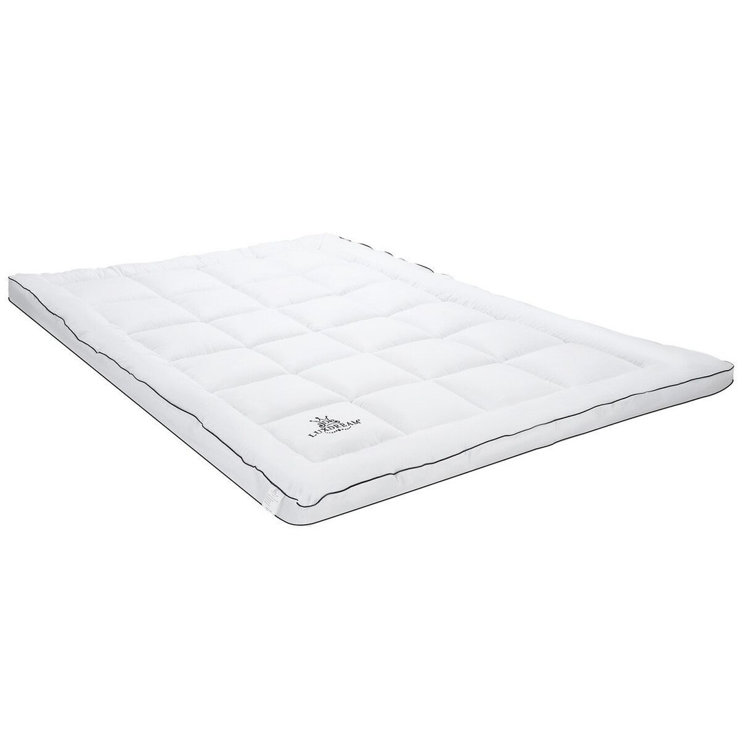 King Size Mattress Pillowtop Bed Topper Mat Pad Soft for Back Pain White Luxdream 900gsm