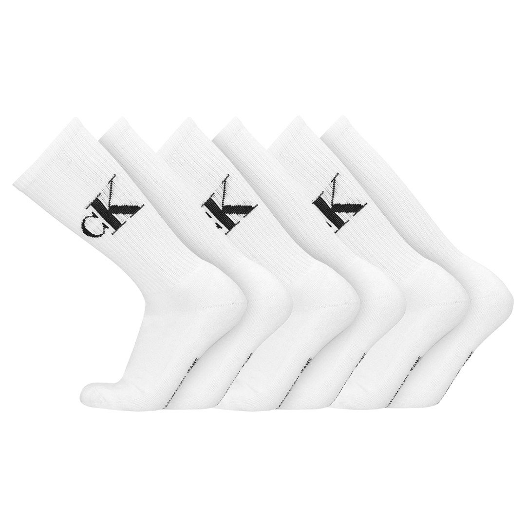 6PK Calvin Klein Men's One Size 1/2 Terry Cushion Crew Socks White Assorted