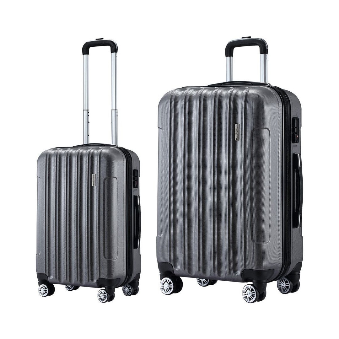 2 PCS Luggage Set Travel Hard Suitcases Carry On Lightweight Rolling Trolley TSA Lock Dark Grey