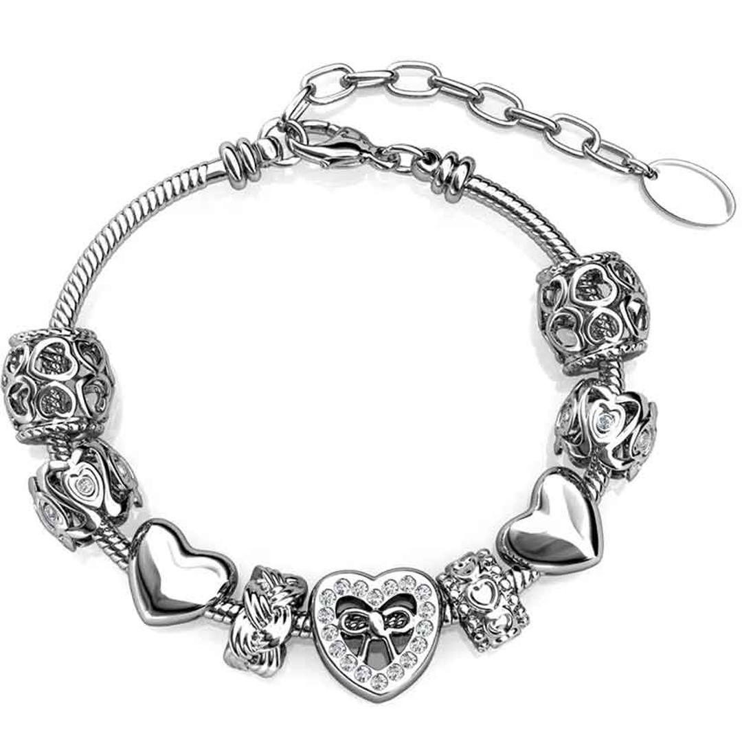 18K White Gold Charm Bracelet with 9 FREE charms "Mere"