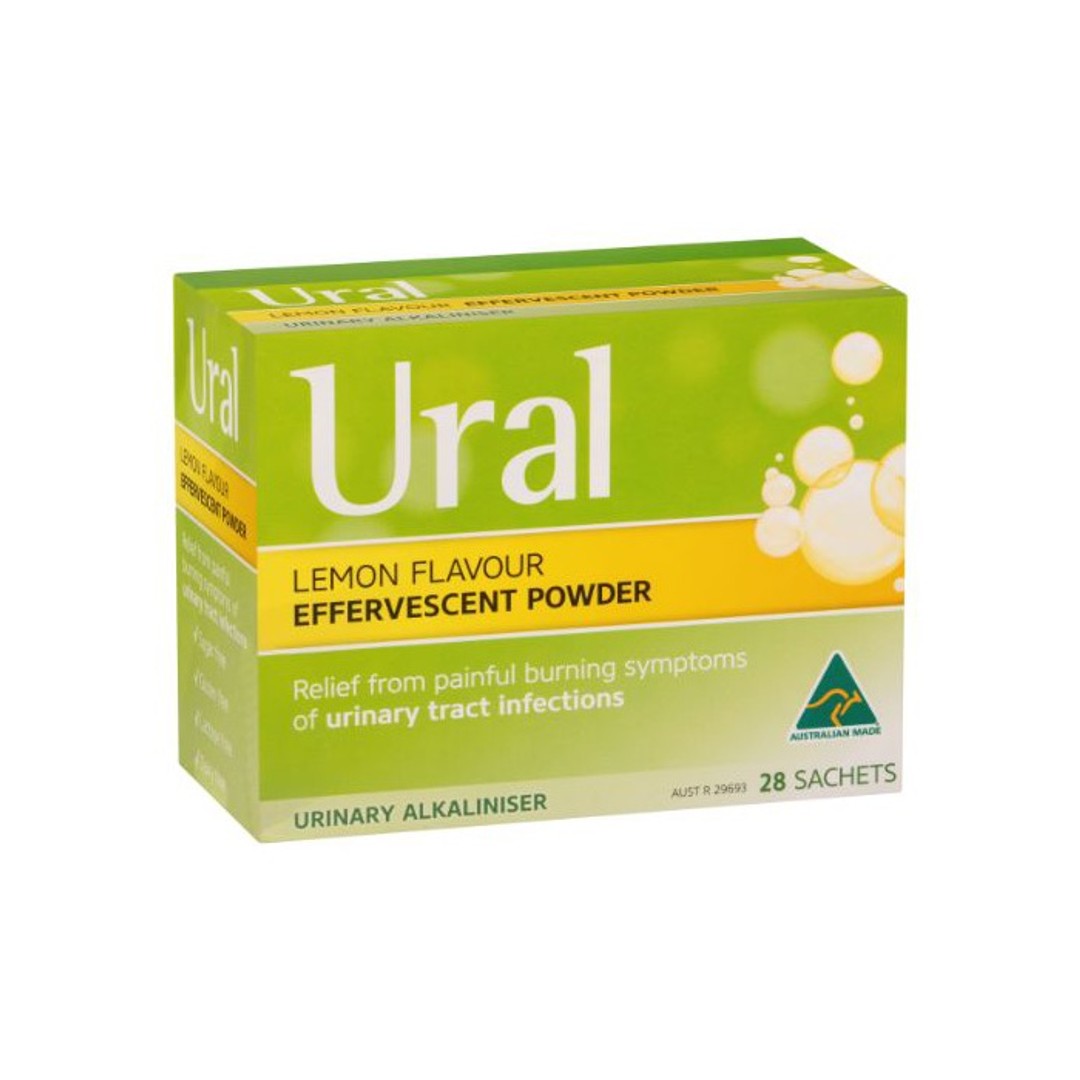 Ural Effervescent Powder, Lemon Flavour, 28 sachets