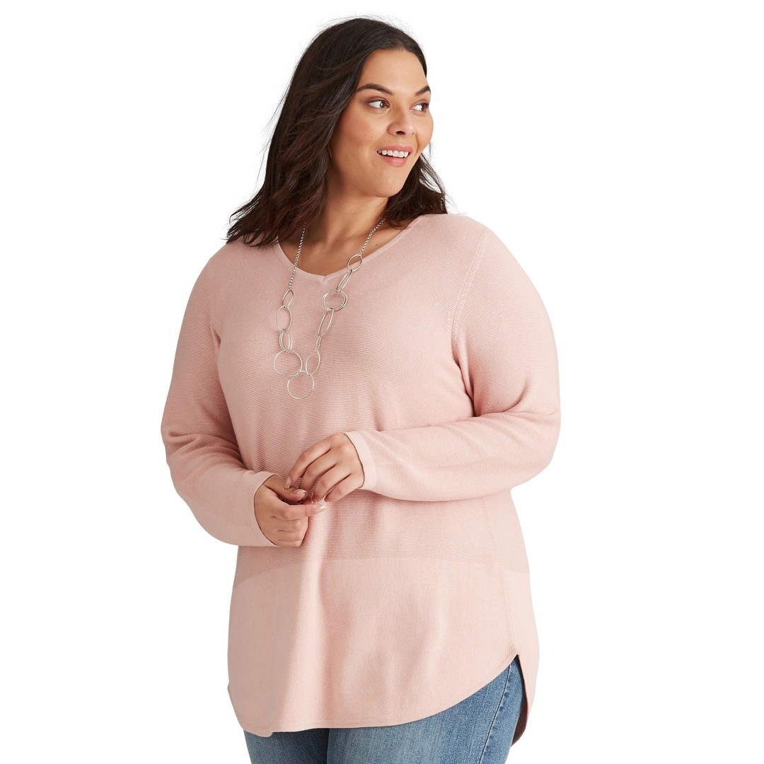 Womens Autograph Knitwear Cotton Jumper - Plus Size, Pink, hi-res