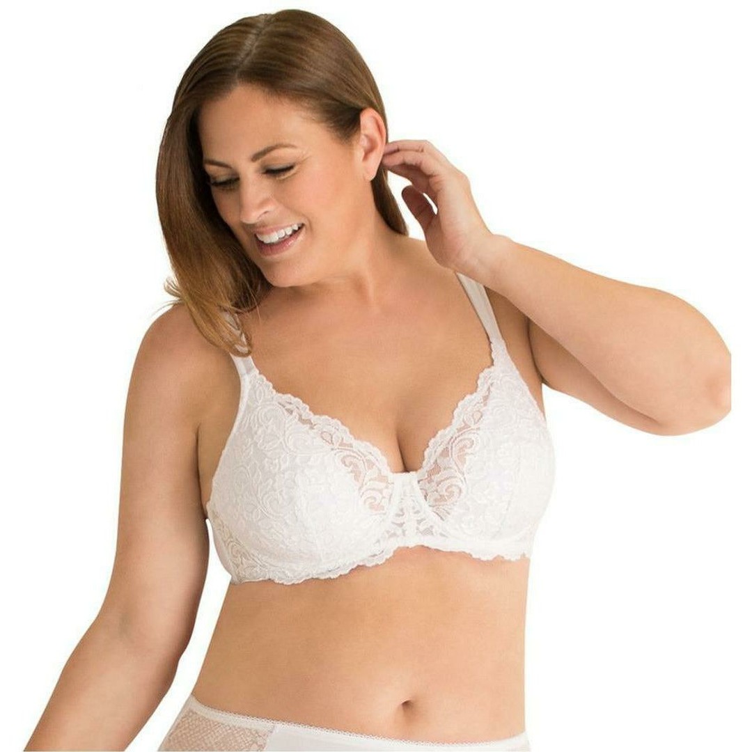 Leading Lady Ava Underwired Scalloped Lace Bra with Wide Straps, White, hi-res