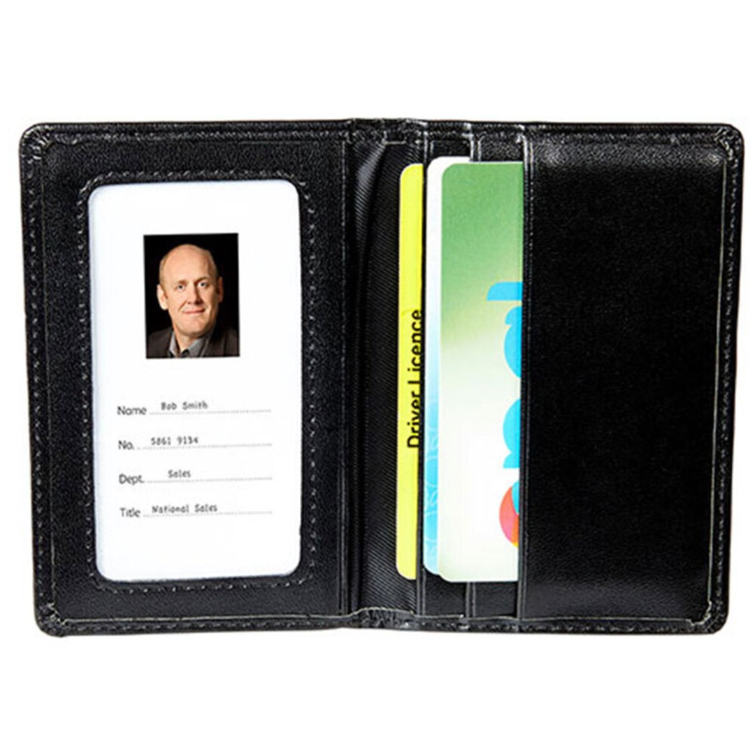 Rexel Women/Men ID Bank Cards Pass Holder Wallet Leatherette Finish - Black, , hi-res