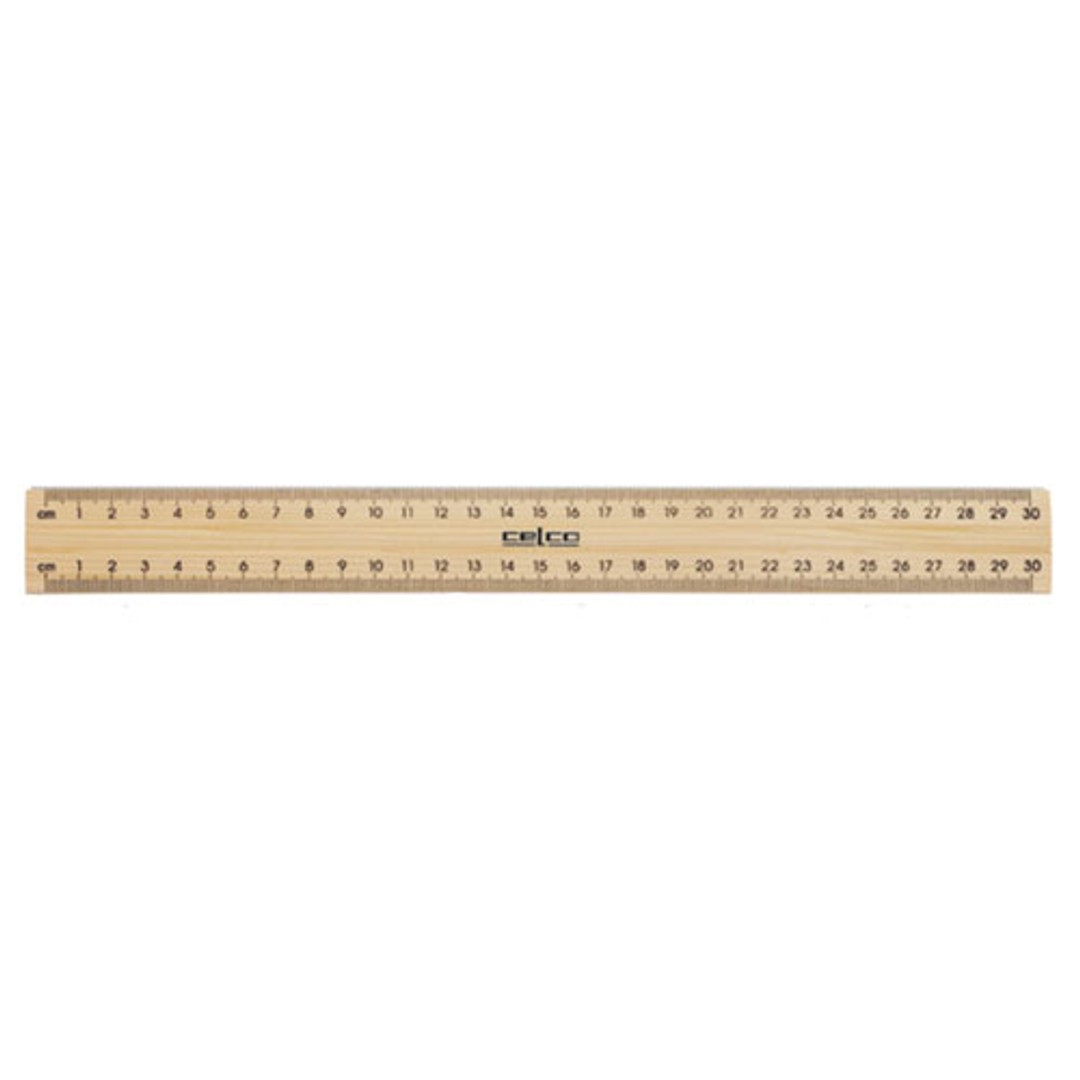 Celco Wooden Ruler with Metal Edge 30cm