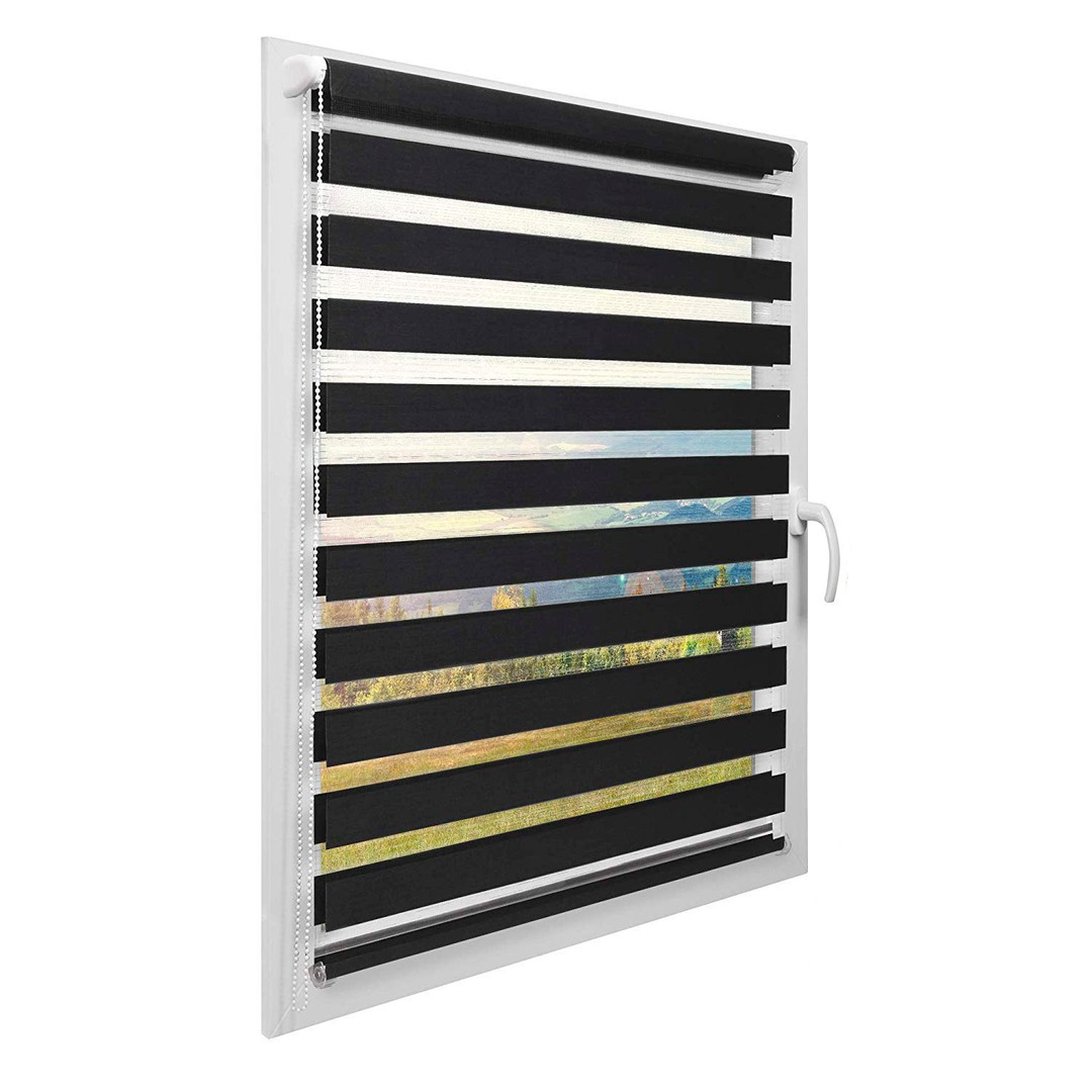 Zebra Roller Shades Blind Curtain Black 80x150cm