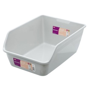 Paws & Claws High Wall 61cm Pet Cat/Kitten Waste Litter Tray w/ Raised Back Grey