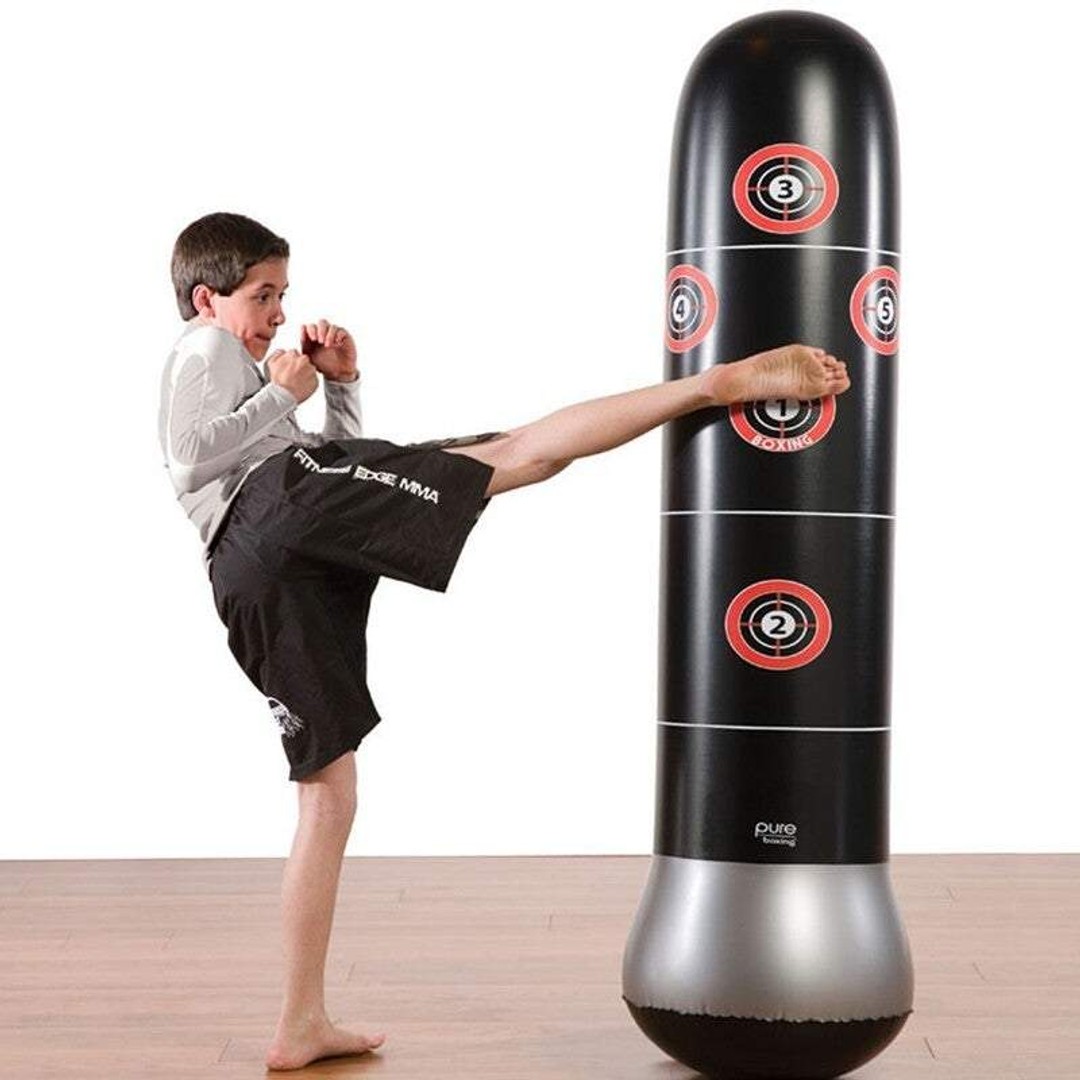Gym Fit Out Equipment Fitness Punching Bag Tumbler Inflatable Sandbag Venting Toy, Pack of 1 Black, hi-res