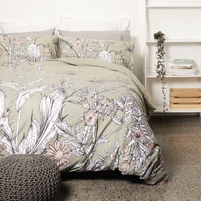 Living Co Duvet Cover Set Moss Green Super King The Warehouse