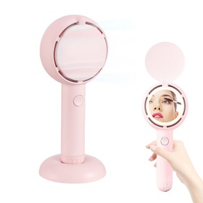 Mini Handheld Fan with LED Light Makeup Mirror Rechargeable Portable Fan