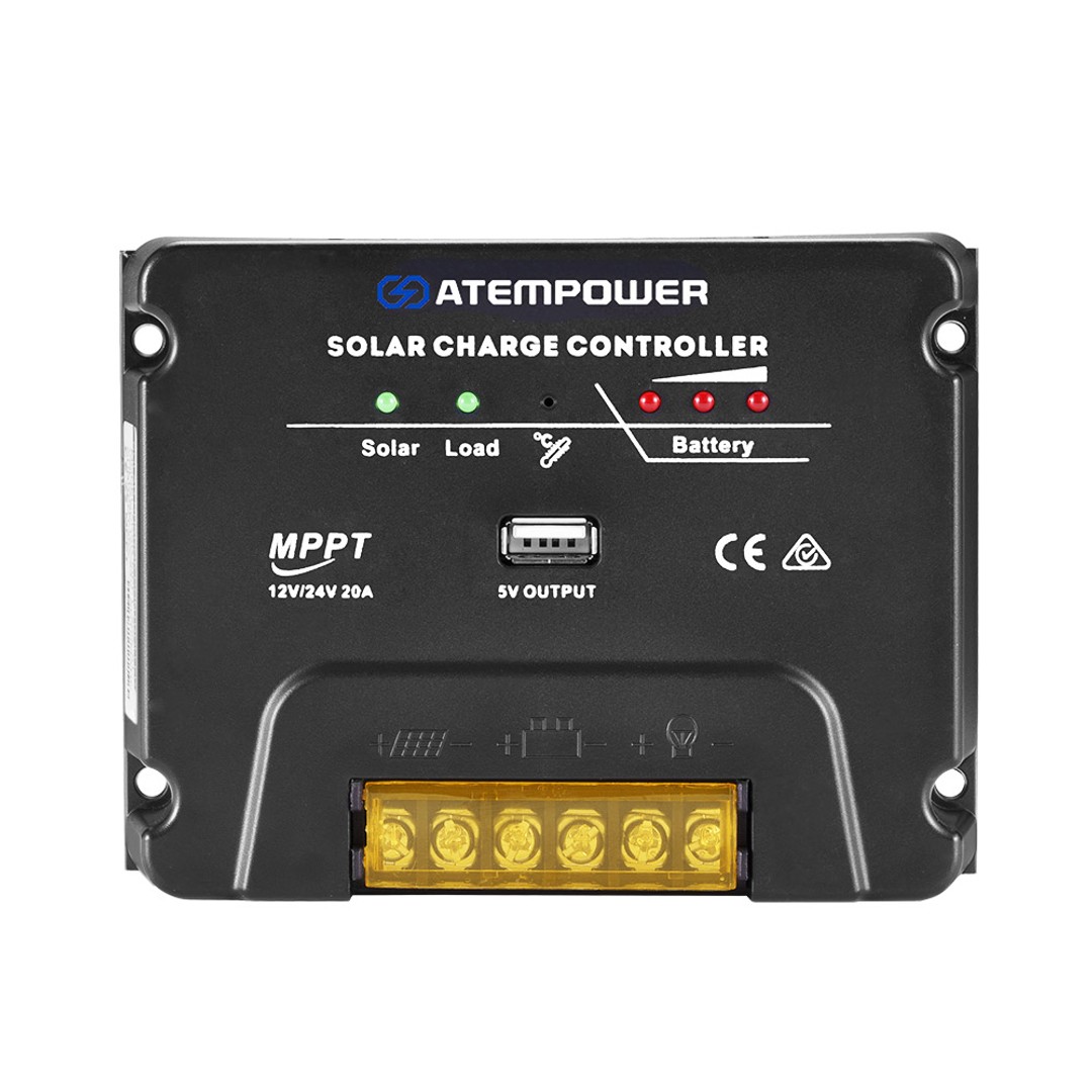Atem Power 20A MPPT Solar Charge Controller Solar Panel Battery Regulator 12V/24V USB Output