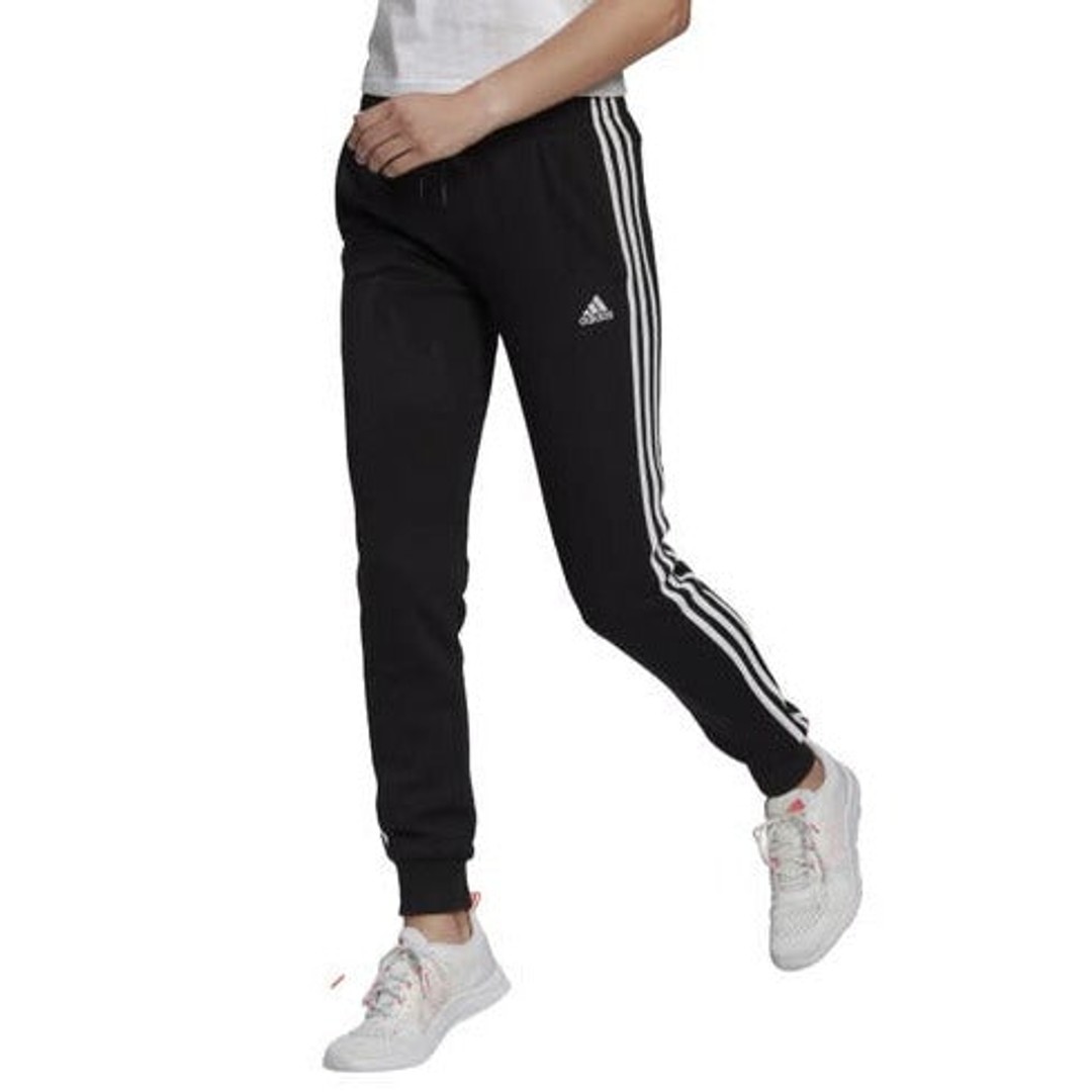 Adidas Women's 3 Stripe French Terry Core Pant - Black/White