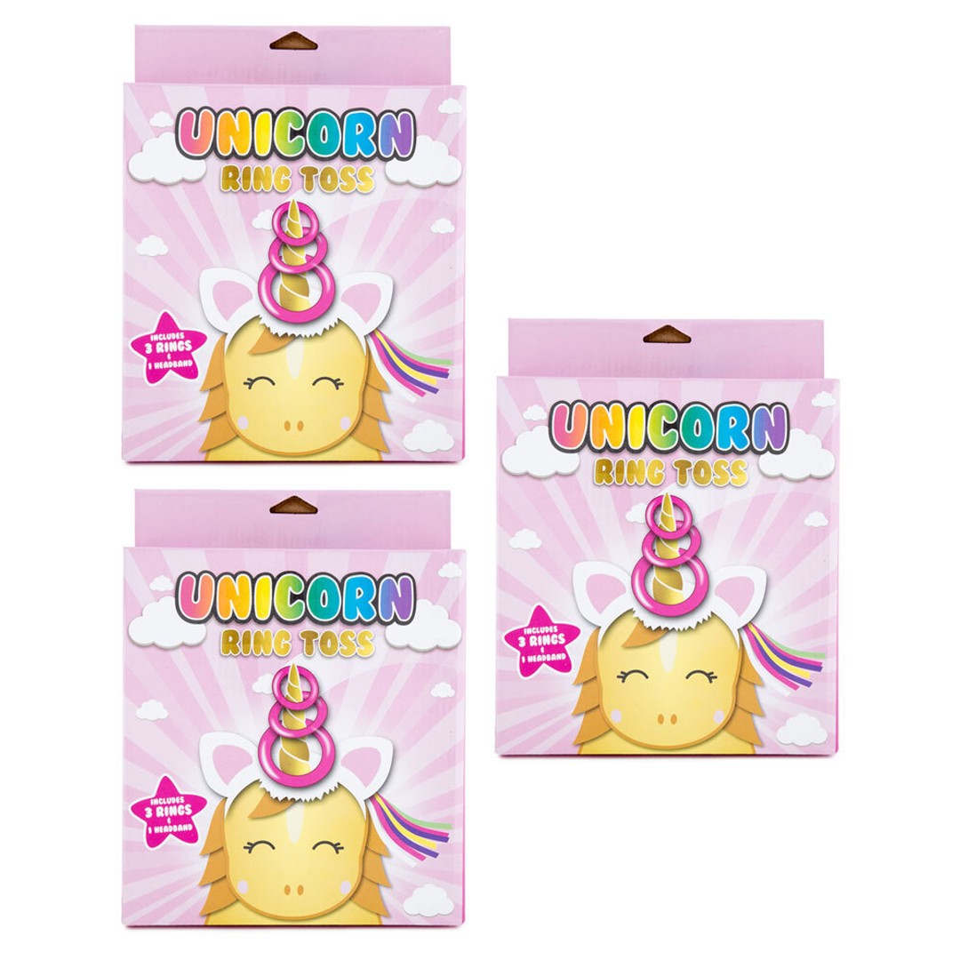 3PK Unicorn Ring Toss Game Kids/Children 3y+ Party Activity Toys Headband/Rings