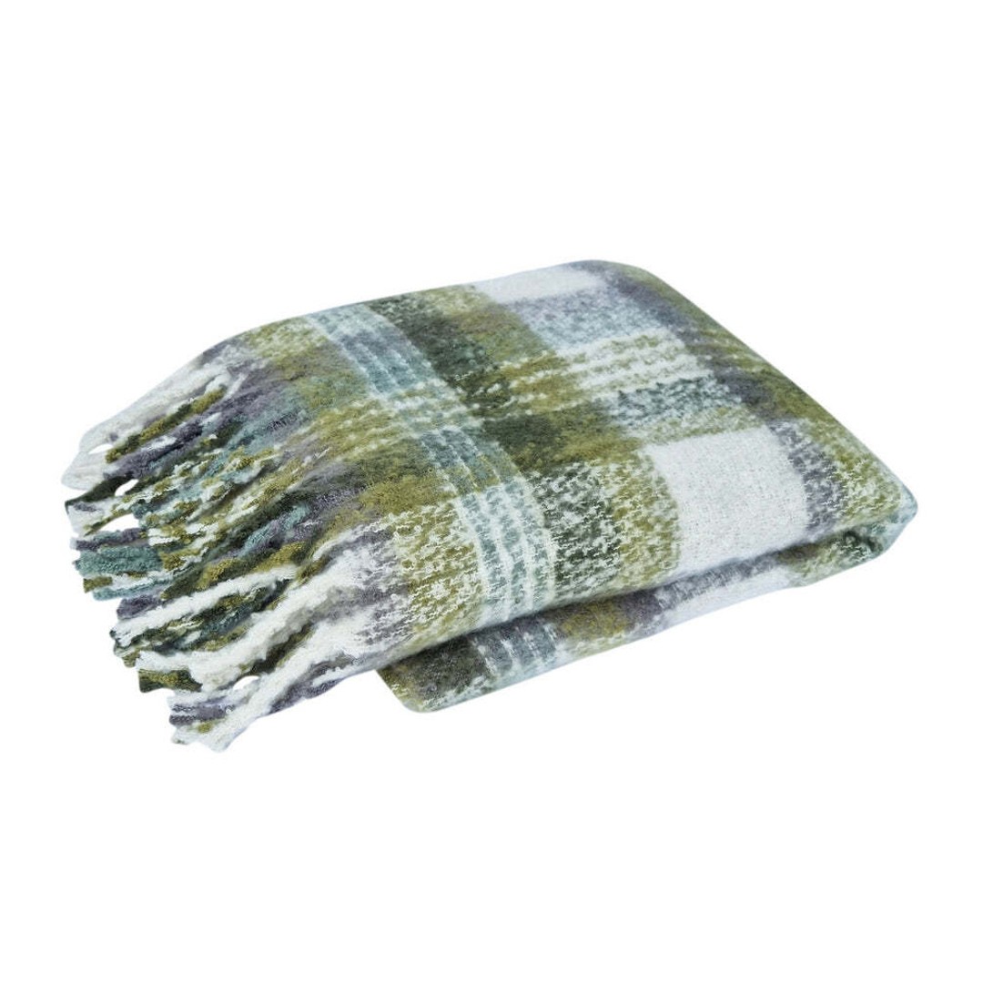 J. Elliot Aiden Faux Mohair 130x160cm Throw Blanket Home/Sofa Decor Olive Multi