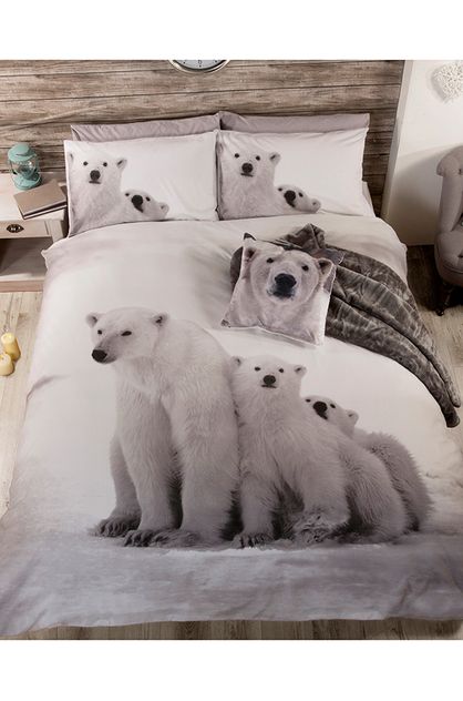 Polar Bear Family King Size Duvet Cover, Bear King Size Bedding