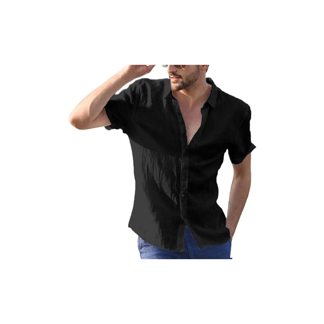 Men's Lightweight Cotton Short Sleeve Shirt Black