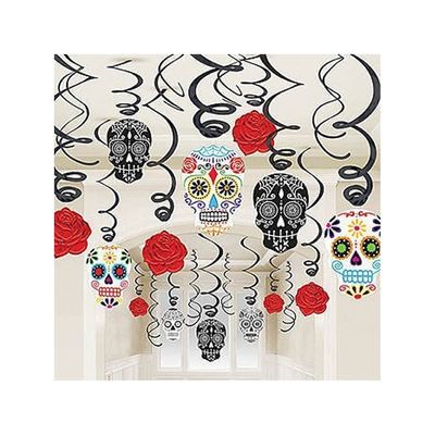 Skull Hanging Swirl Decorations Mega Value Pack Of 30 Costumes