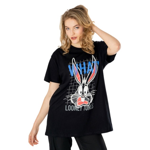 Looney Tunes Womens/Ladies What! Bugs Bunny Oversized T-Shirt ...