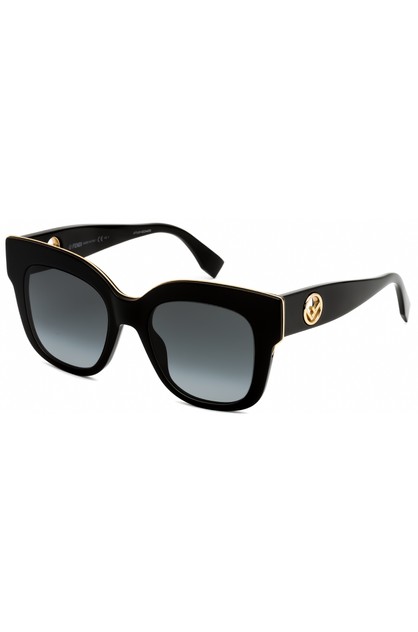 Fendi Rectangular plastic Women Sunglasses Black / Grey