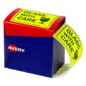 Avery Fluoro Yellow Label 750/Roll (75x100mm) - Glassw/Care