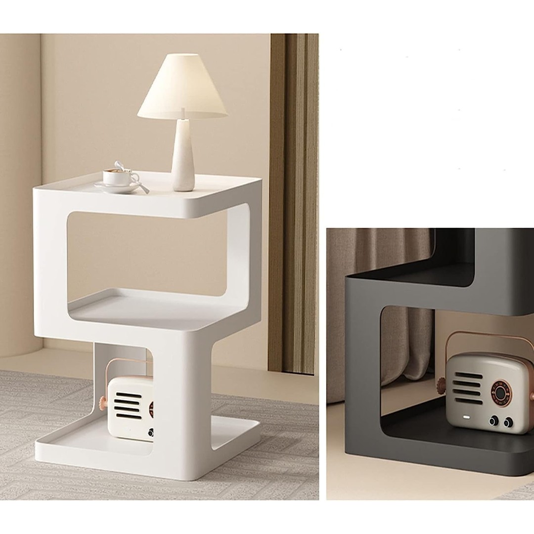 Modern Creative Design Bedside Table-White, As shown, hi-res