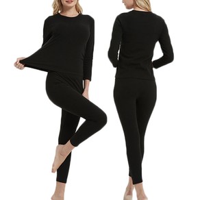 Women Thermal Underwear Shirt Leggings Winter Warm Top Bottom Set Black NZ 8