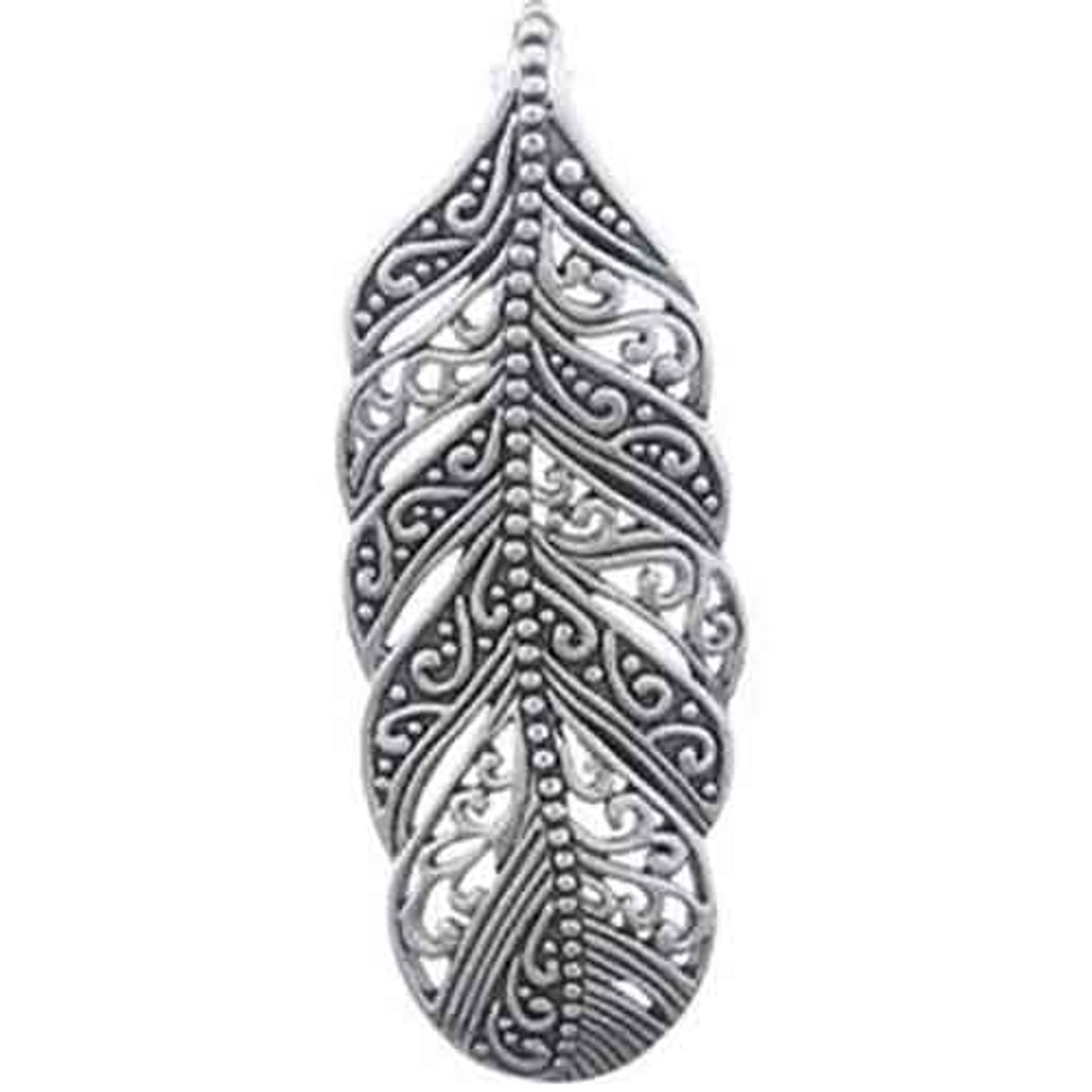 925 Sterling Silver Feather Pendant with Maori designs "Raukura"