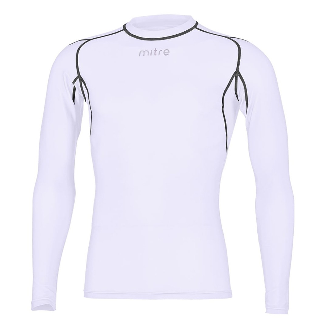 Mitre Neutron Base Layer White Compression LS Top Size XL Mens Gym/Sportswear