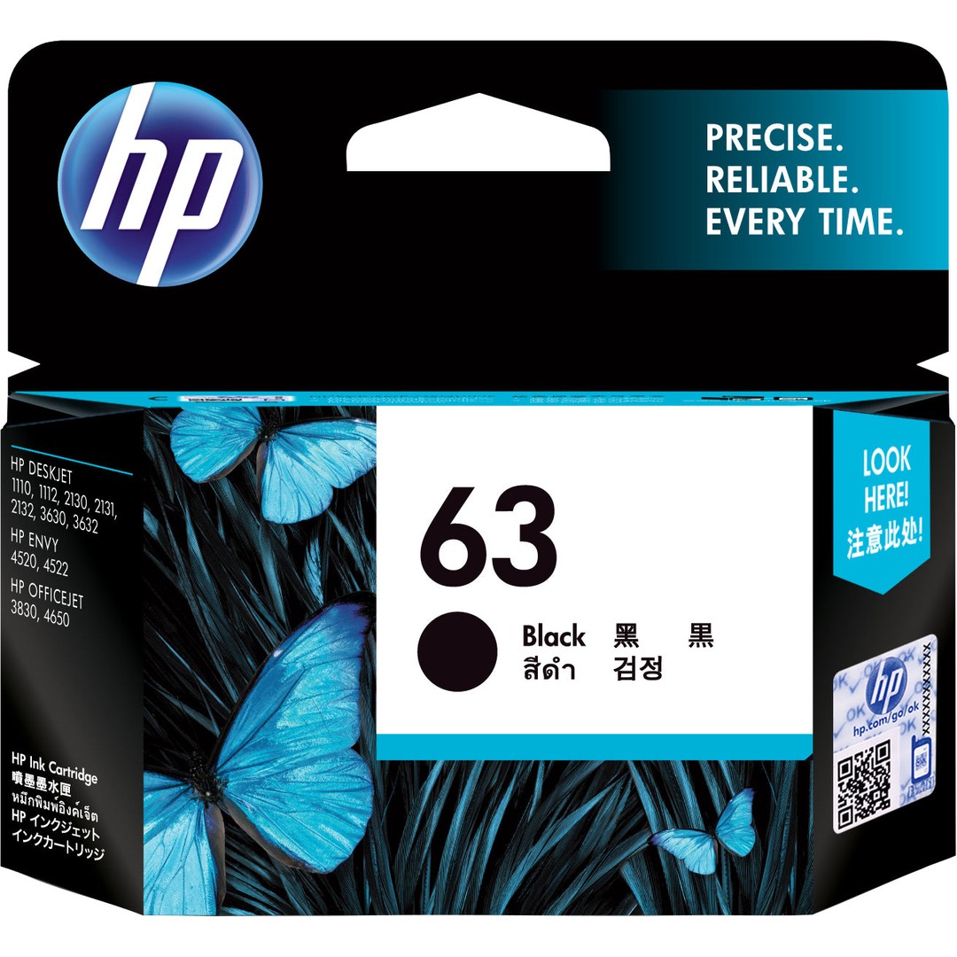 HP 63 Black Original ink cartridge 1 pc(s) Standard Yield F6U62AA