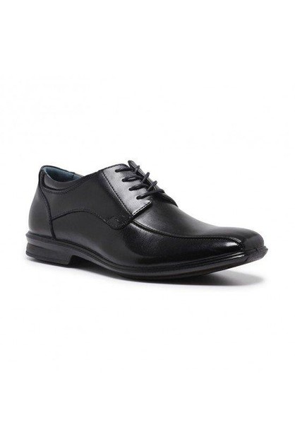 Mens Hush Puppies Carey Black Leather Extra Wide Lace Up Work Formal ...